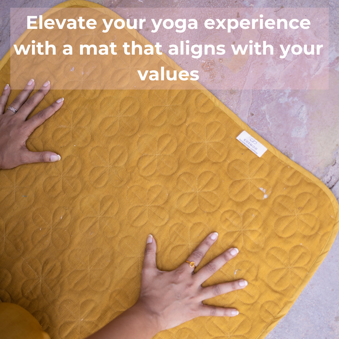 100% Kosmoh Organic Cotton Meditation Mat - YELLOW