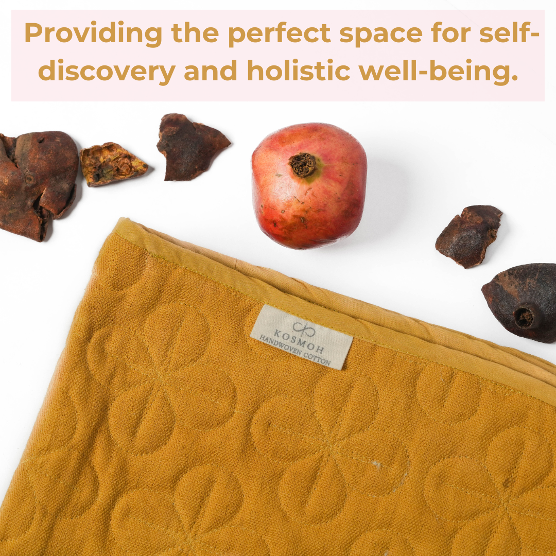 100% Kosmoh Organic Cotton Meditation Mat - YELLOW