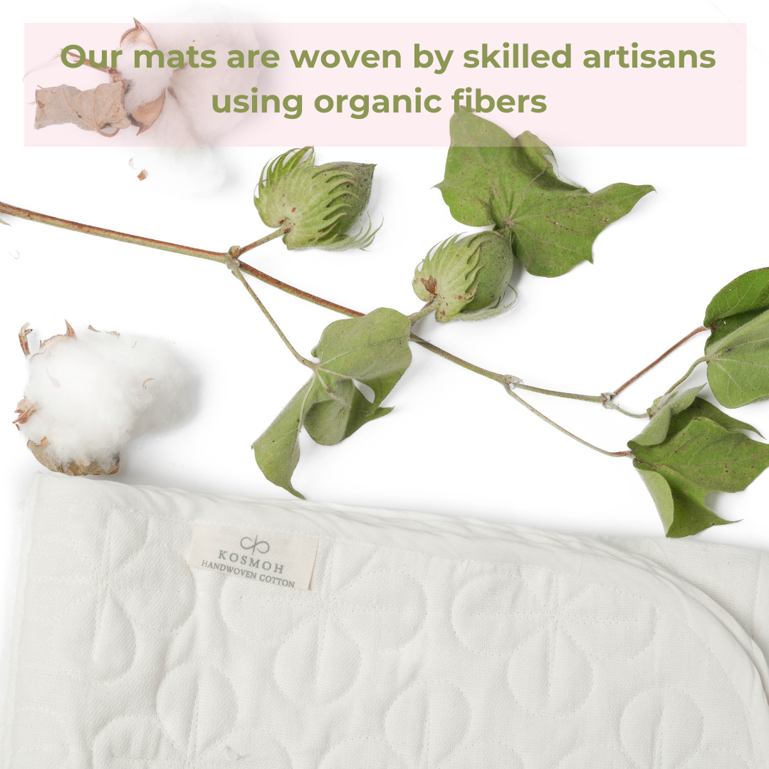100% Kosmoh Organic Cotton Meditation Mat - WHITE