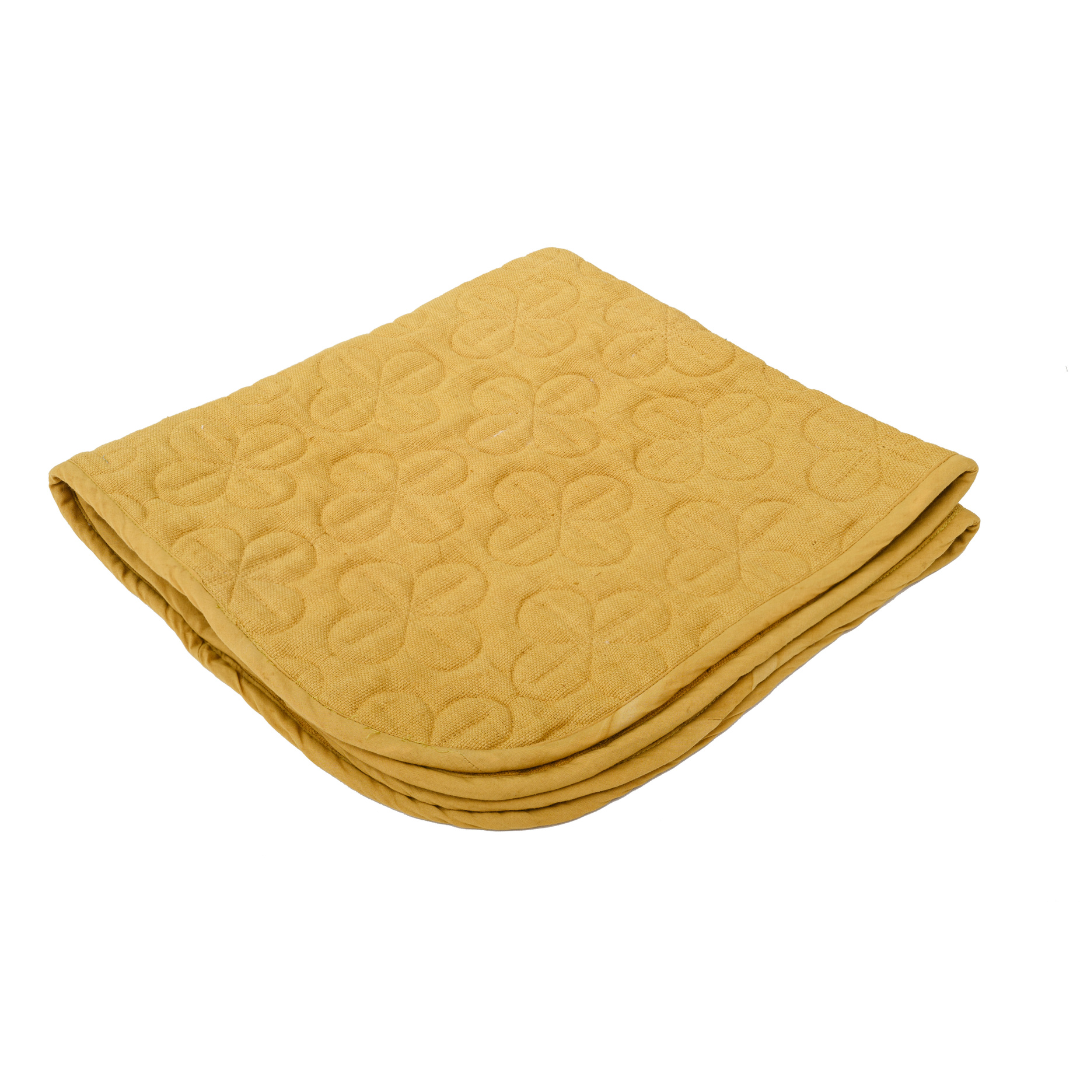 Kosmoh 'Anaar Chilka' herb-infused foldable Yoga & Meditation Mat - Sage Yellow, 100% Organic Handspun & Handwoven Khadi Cotton Yoga Mat I Sustainable & Eco-friendly