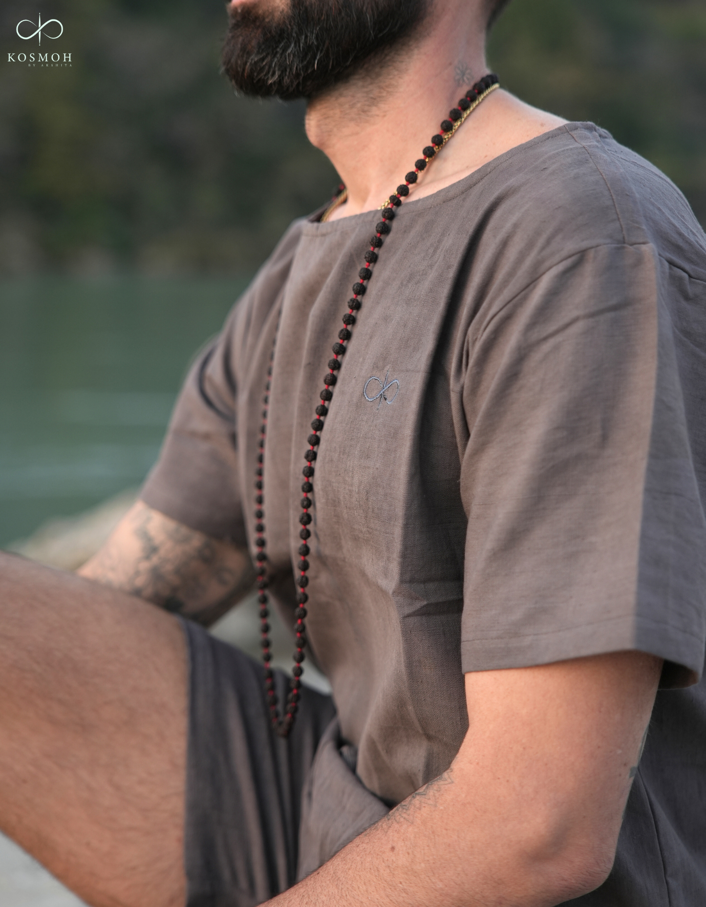 Kosmoh 100% Organic KHADI Yoga Shorts & Top Set ( Unisex ) - Moonlit Gray