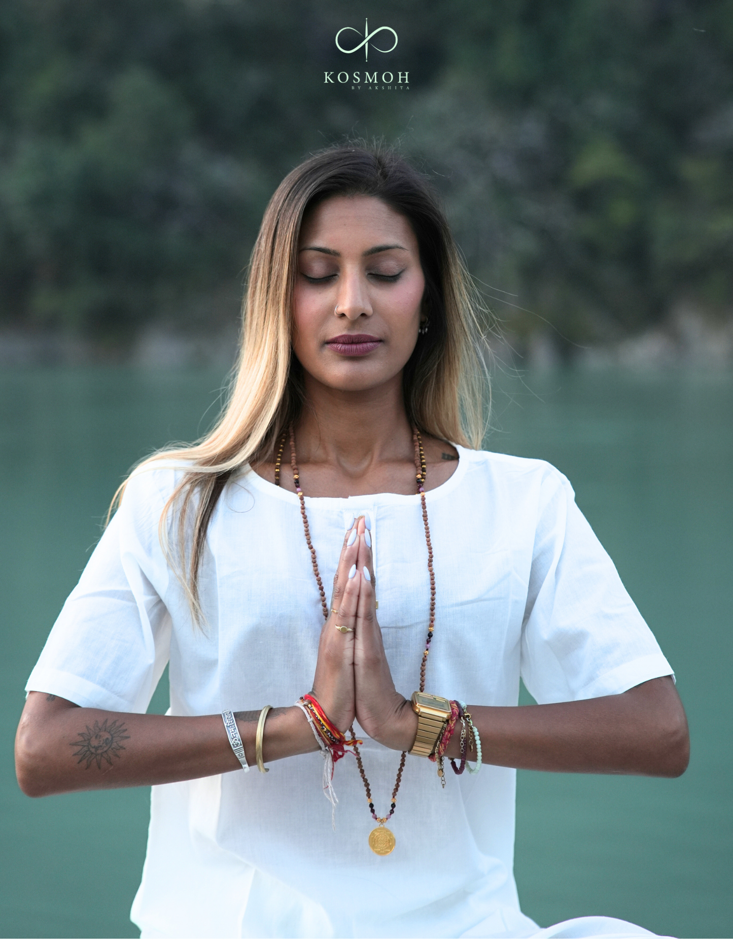 Kosmoh 100% Organic Mulmul Cotton Coord Set Unisex-Serene white (Keyhole neck design) ( Set of top & pants )
