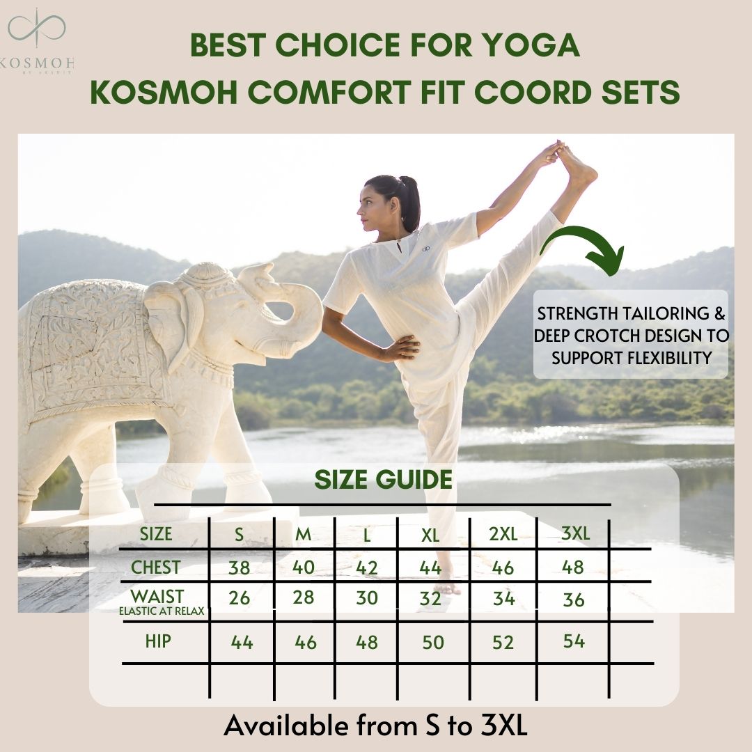 Kosmoh 100% Organic Mulmul Cotton Coord Set Unisex-Serene white  (Keyhole neck design) ( Set of top & pants )