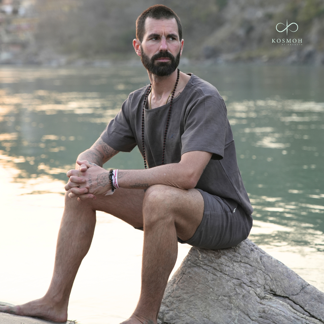 Kosmoh 100% Organic KHADI Yoga Shorts & Top Set ( Unisex ) - Moonlit Gray