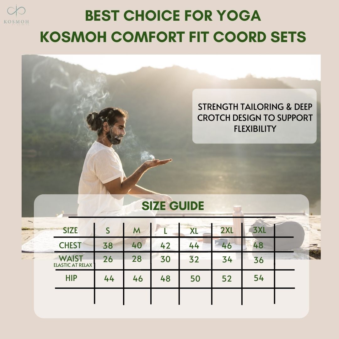 "Kosmoh 100% Organic KHADI Yoga Coord Set - Amber Yellow ( Set of top & yoga pants ) - Male  "