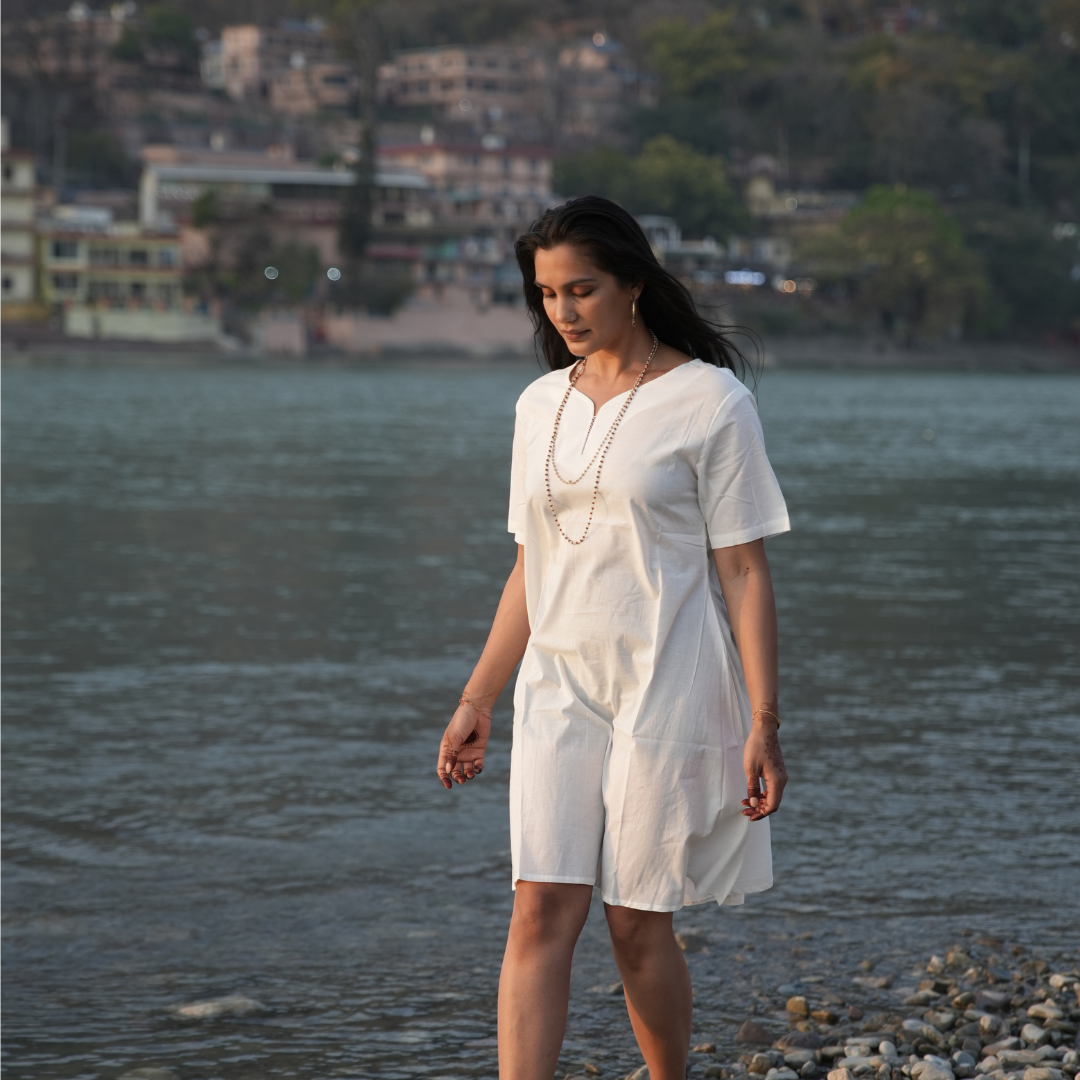 White Mulmul Short Dress- 2 Designs