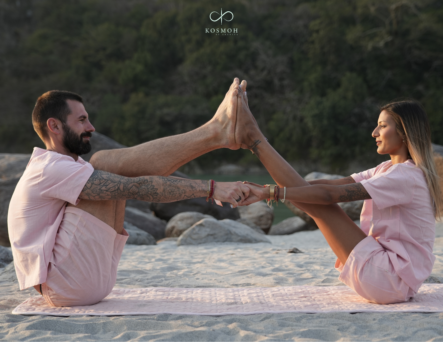 Kosmoh 100% Organic KHADI Yoga Shorts & Top Set - Serene White