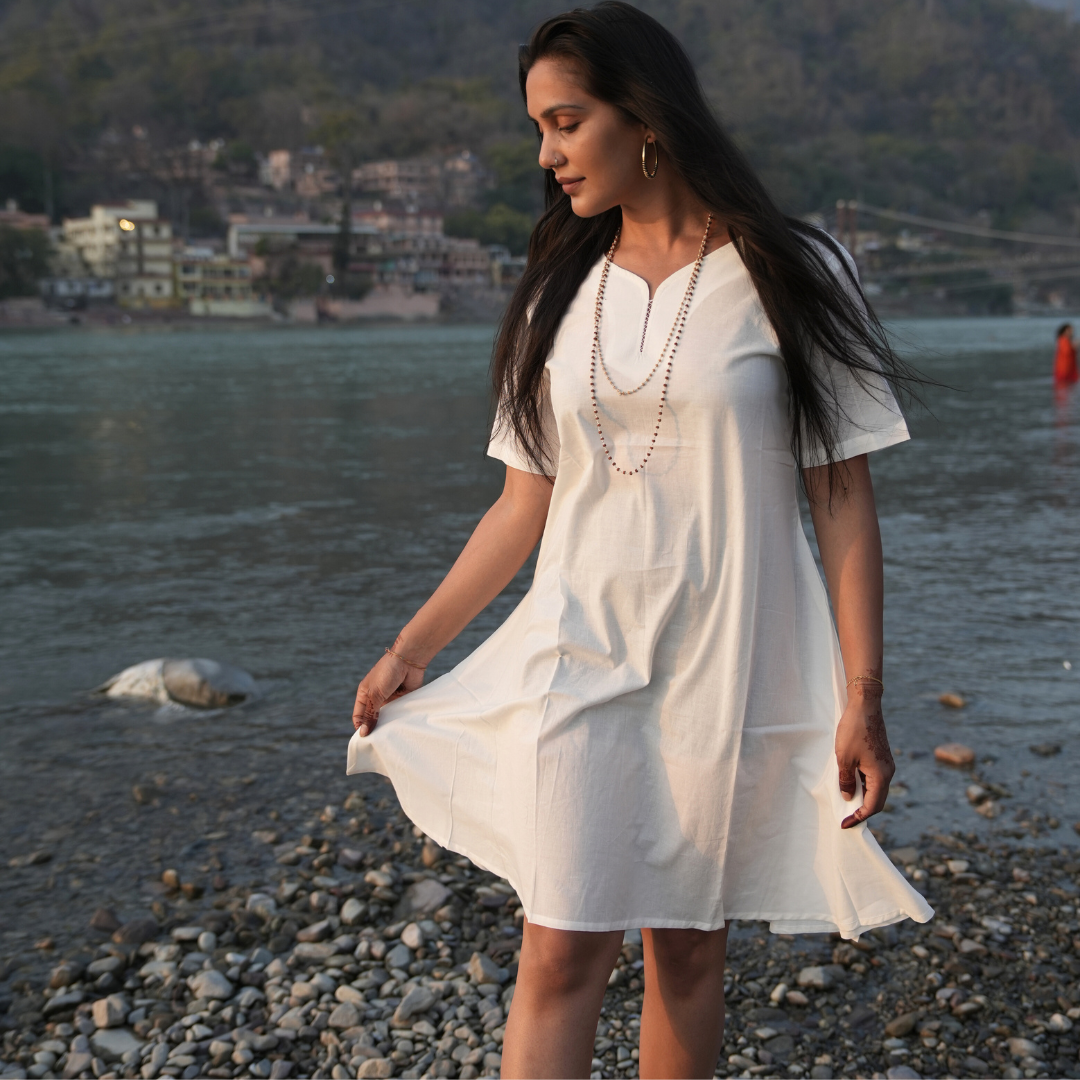 White Mulmul Short Dress- 2 Designs