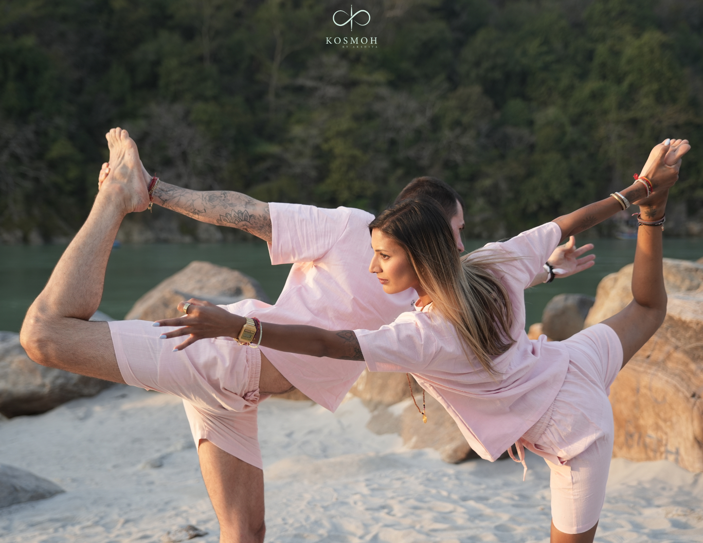 Kosmoh 100% Organic KHADI Yoga Shorts & Top Set ( Unisex ) - Moonlit Gray