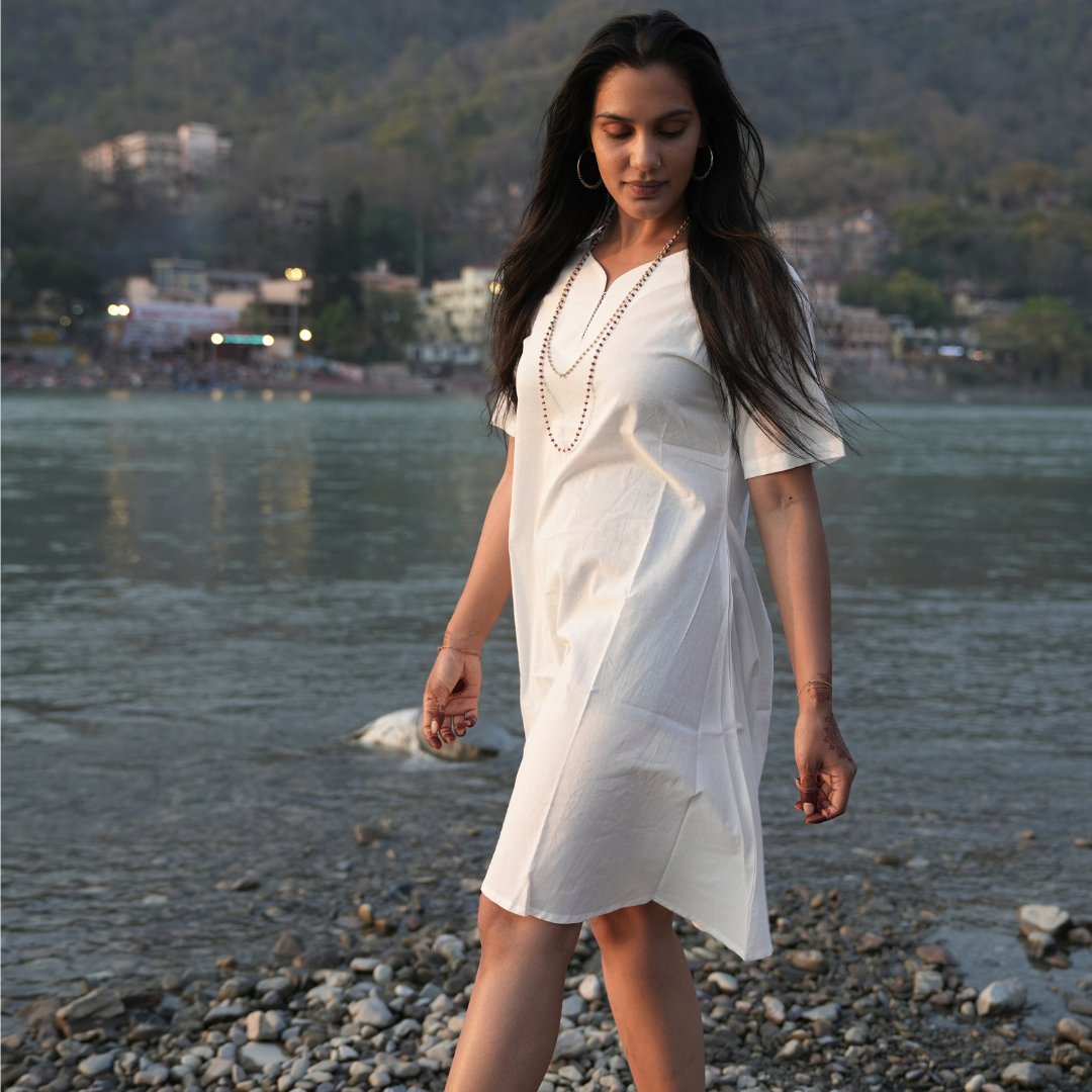 White Mulmul Short Dress- 2 Designs
