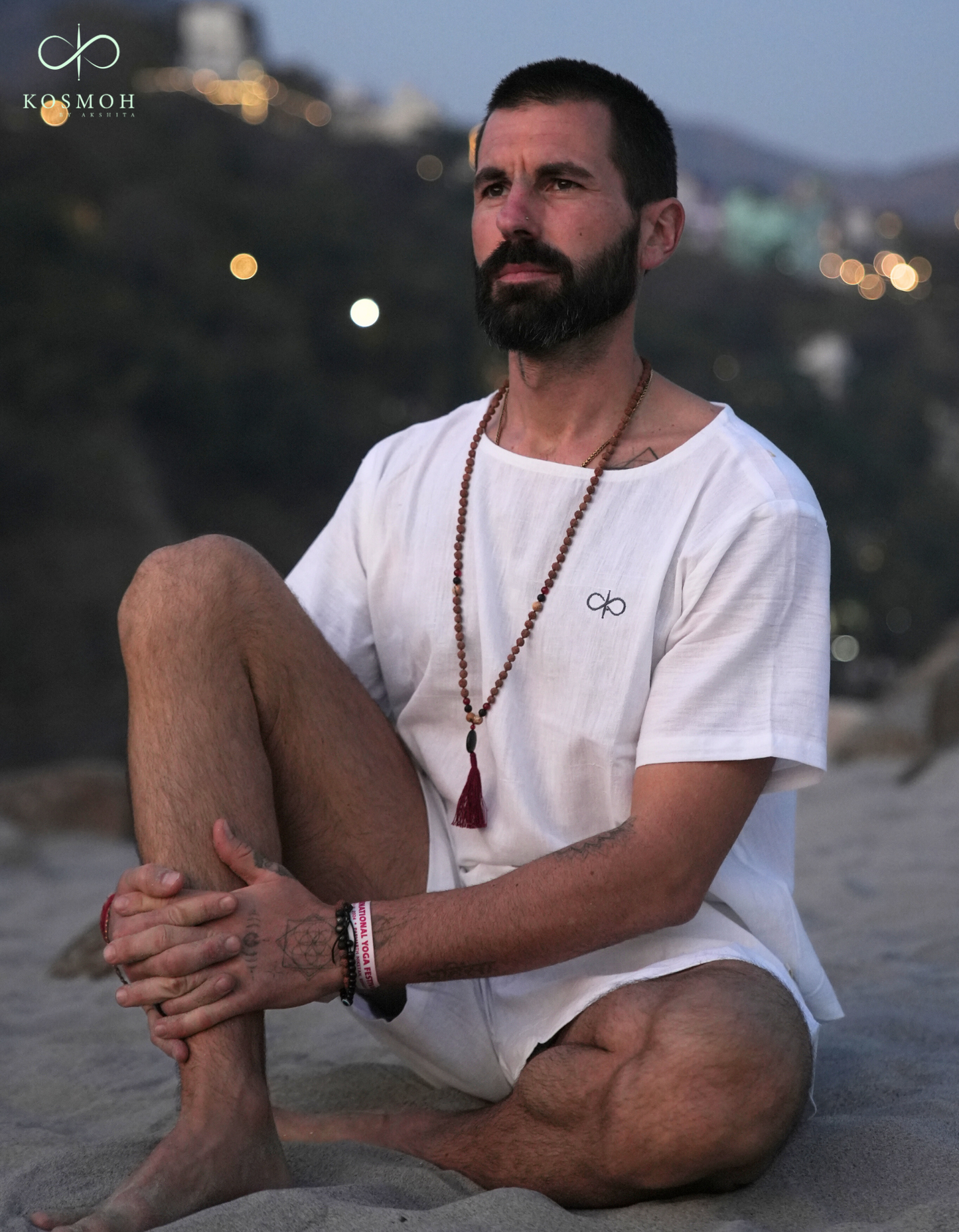 Kosmoh 100% Organic KHADI Yoga Shorts & Top Set (Unisex) - Serene White