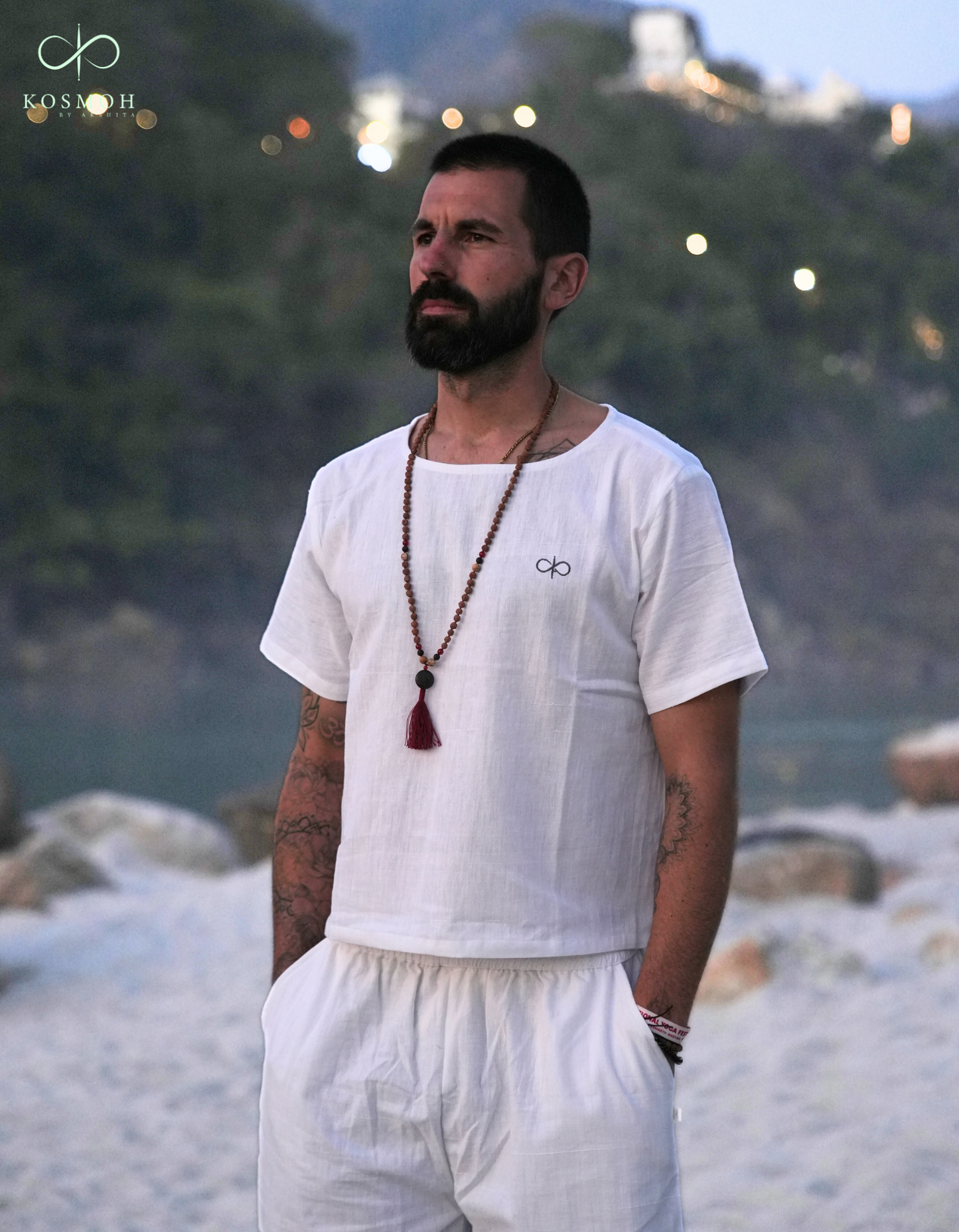 Kosmoh 100% Organic KHADI Yoga Shorts & Top Set (Unisex) - Serene White