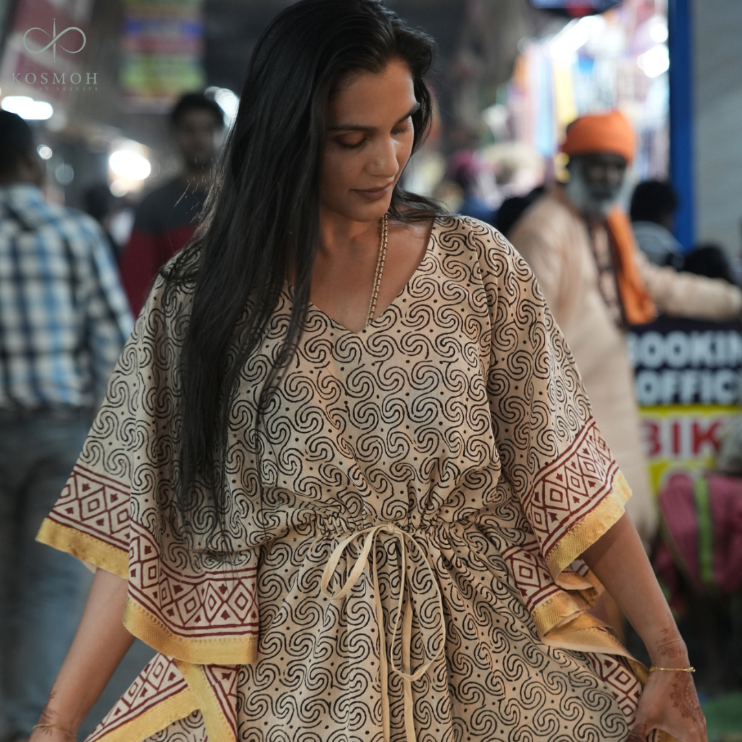 100 % Organic Cotton Kaftans - Hand Block Printing
