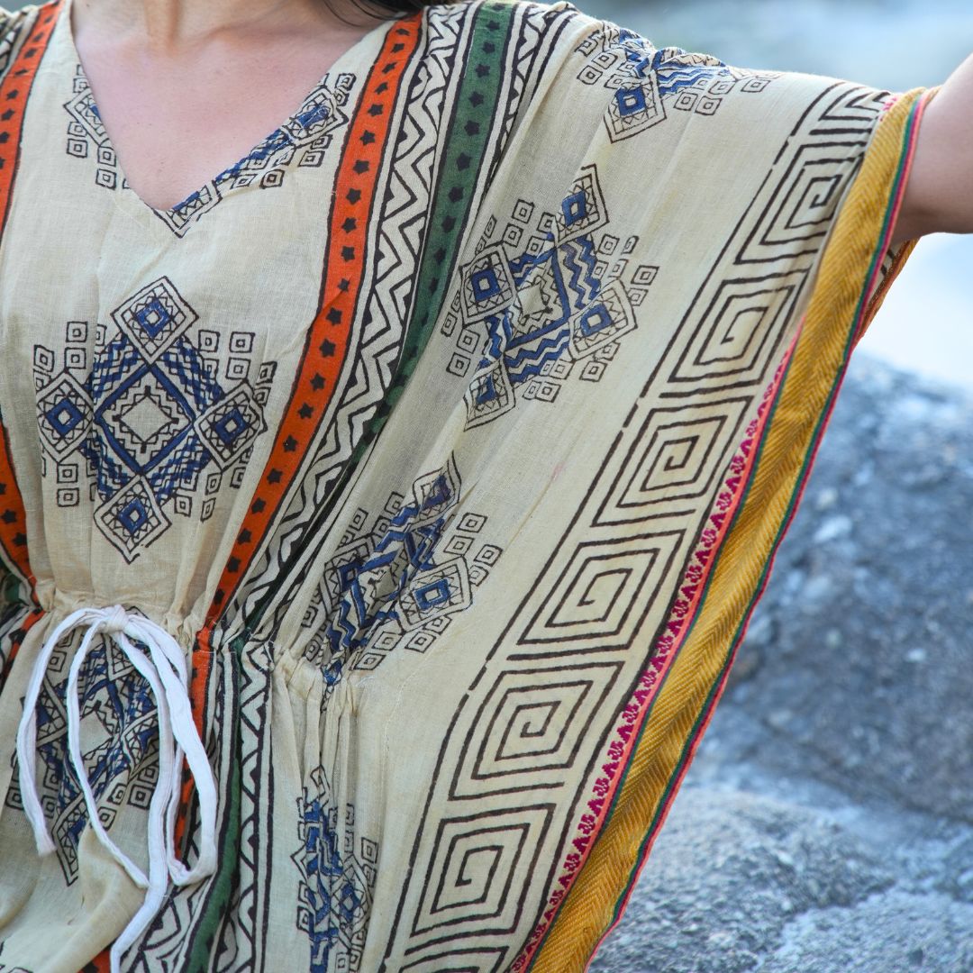 100 % Organic Cotton Kaftans - Hand Block Printing