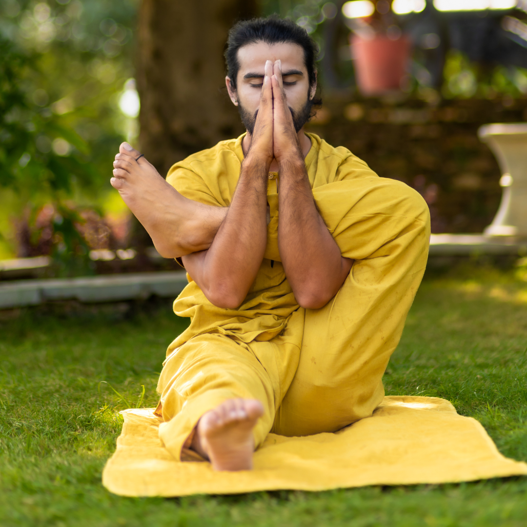 "Kosmoh 100% Organic KHADI Yoga Coord Set - Serene White ( Set of top & yoga pants ) - Male "