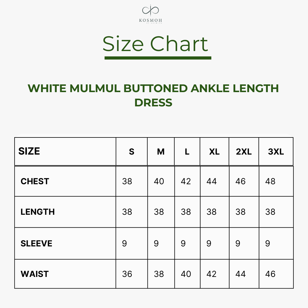 White Mulmul Buttoned Ankle Length Dress