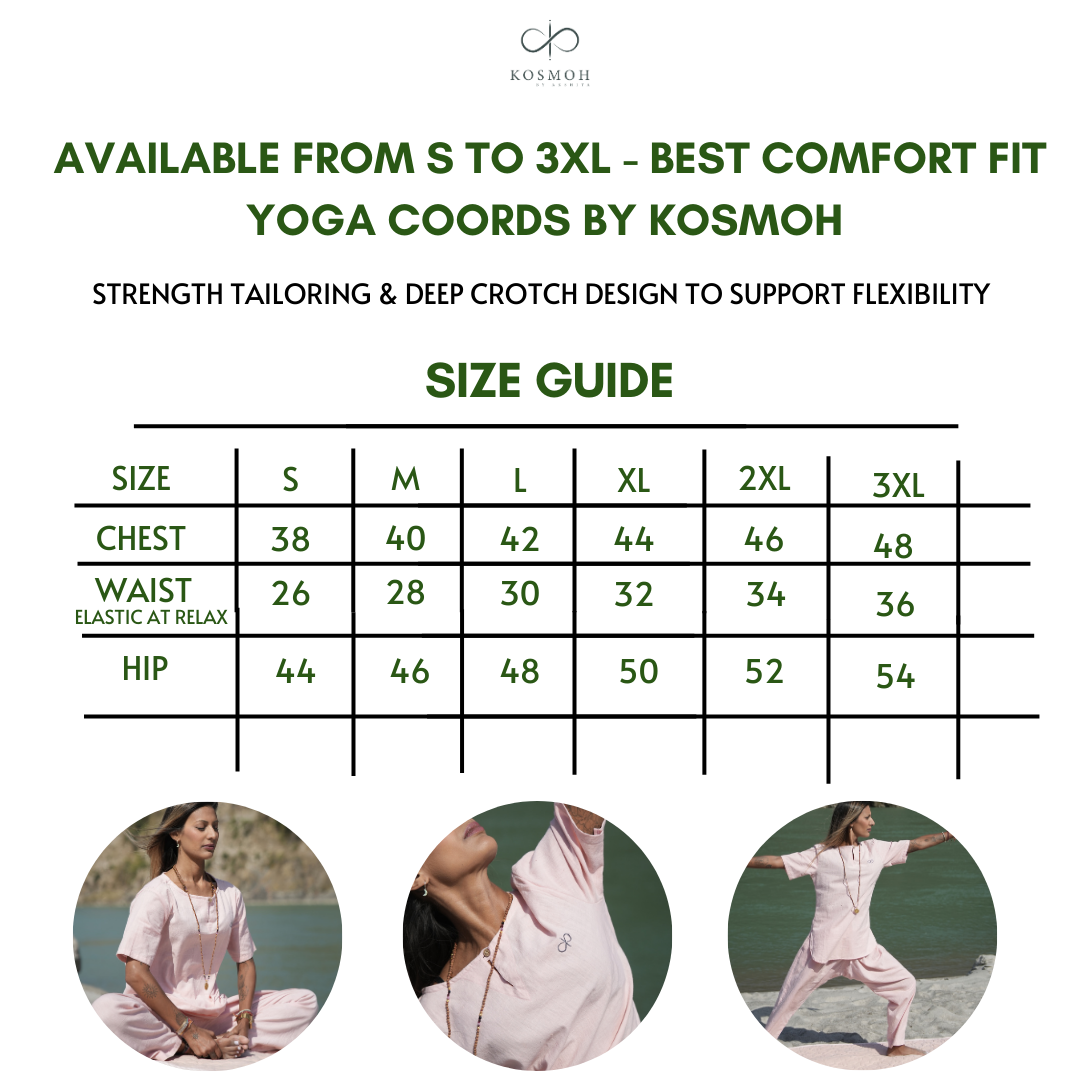 "Kosmoh 100% Organic KHADI Coord Set - dreamy Pink  ( Set of top & yoga pants ) "