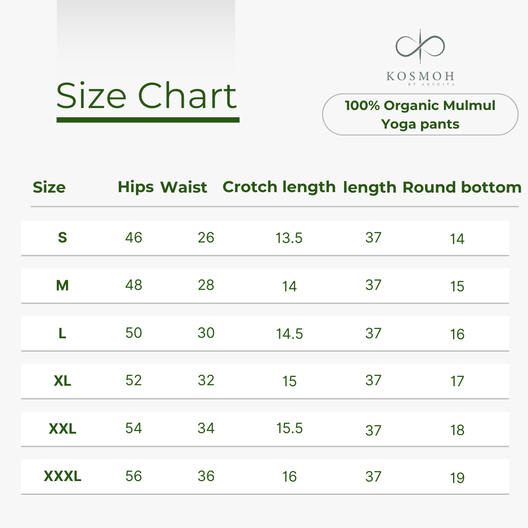 "Kosmoh 100% Organic Mulmul Cotton Yoga pants - Serene white - Unisex "