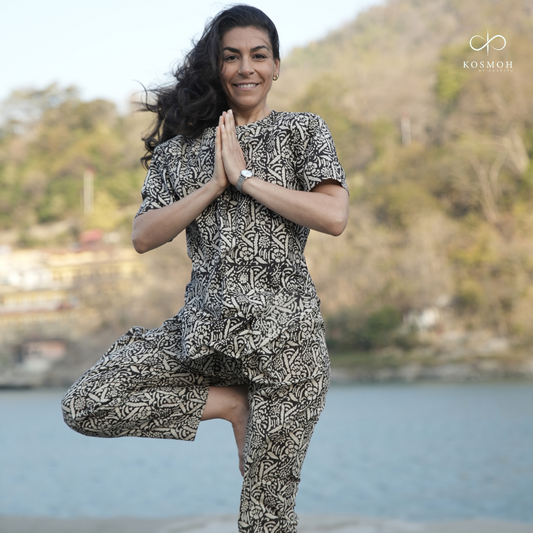 "Kosmoh 100% Organic Cotton Coord Set - Black Forest- Sustainable ( Set of top & pants ) "