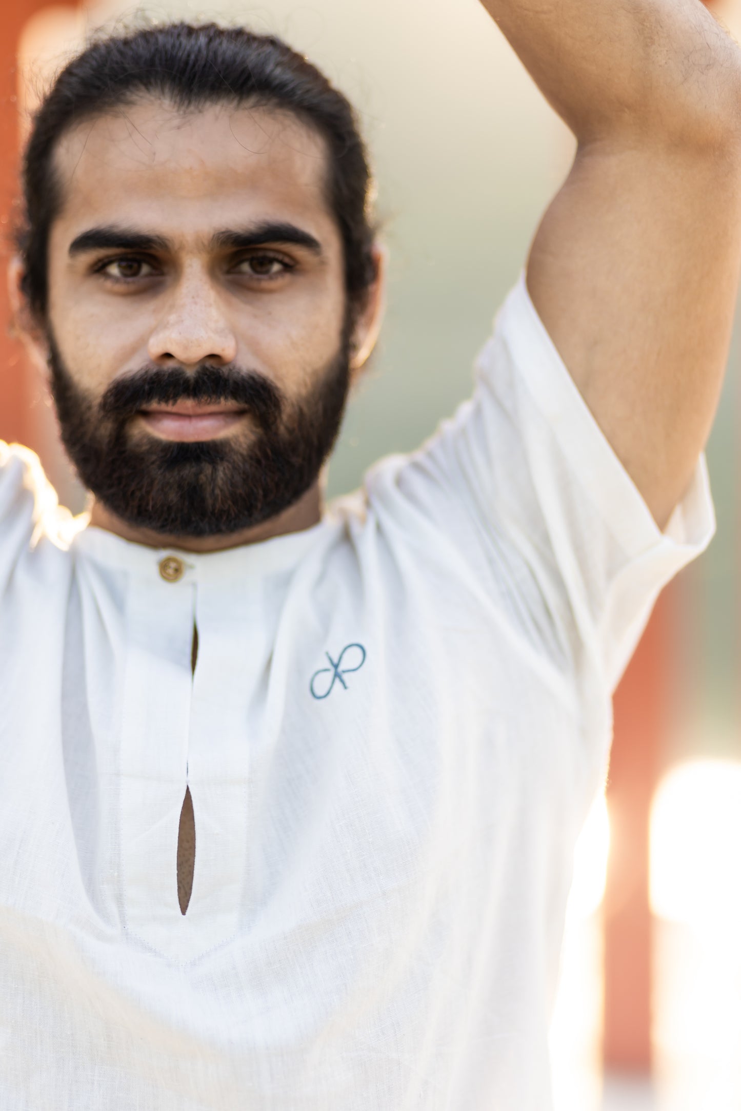 "Kosmoh 100% Organic KHADI Yoga Coord Set - Serene White ( Set of top & yoga pants ) - Male "