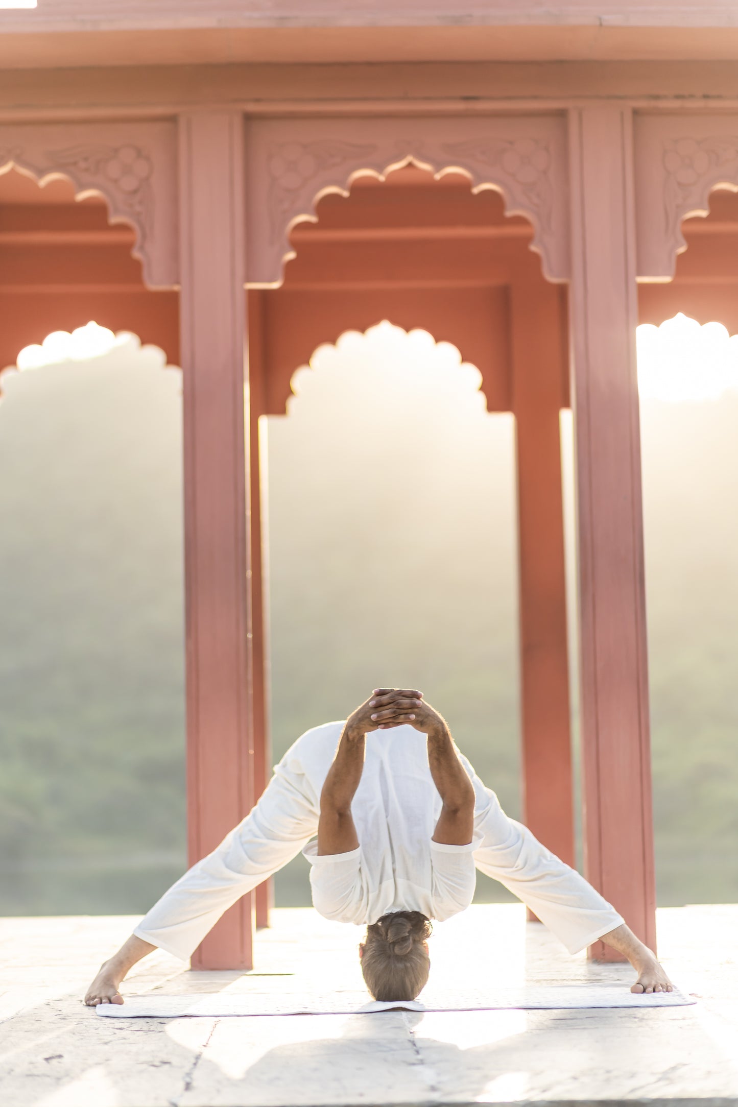"Kosmoh 100% Organic KHADI Yoga Coord Set - Serene White ( Set of top & yoga pants ) - Male "