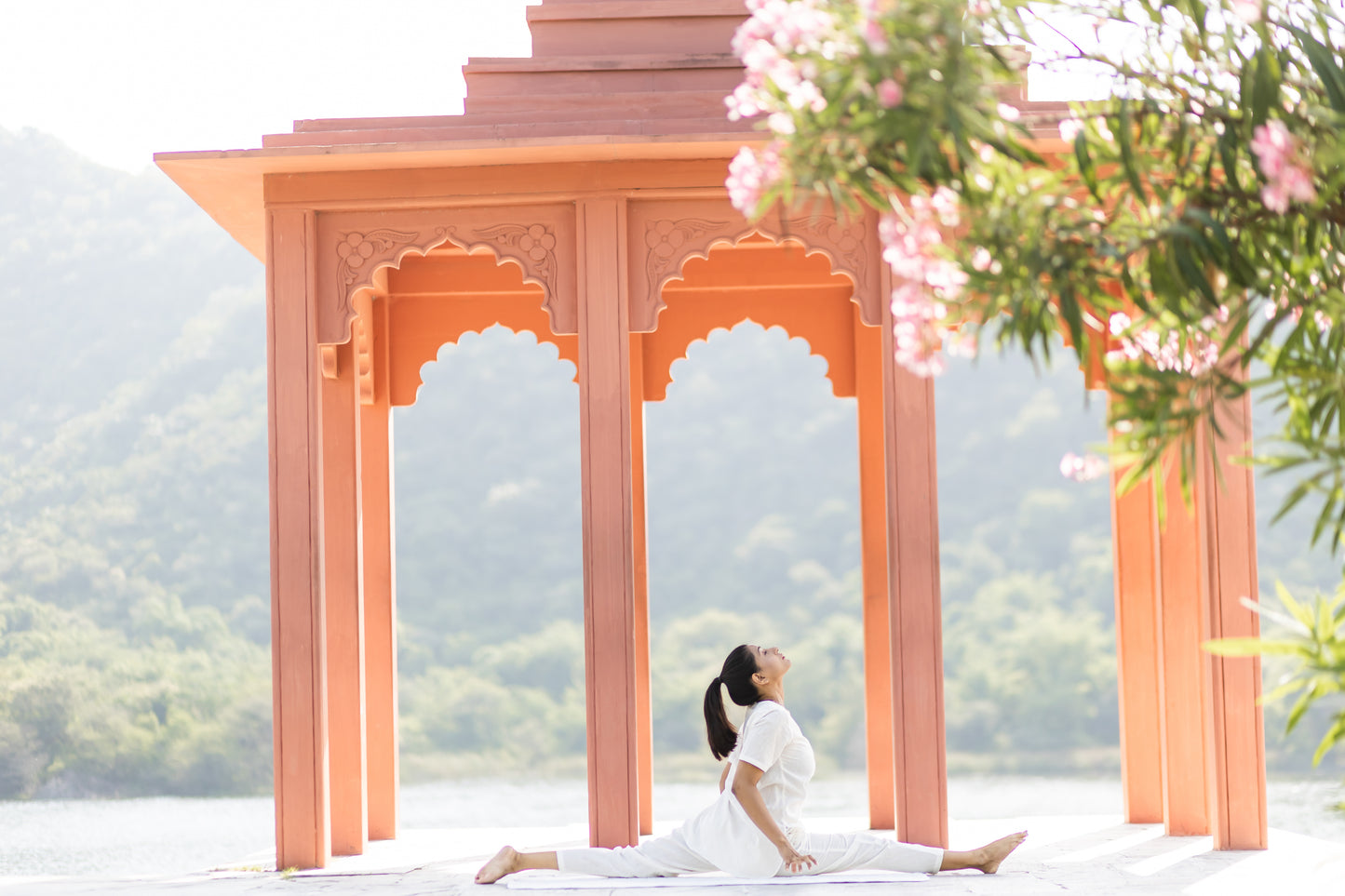 "Kosmoh 100% Organic KHADI Yoga Coord Set - Serene White ( Set of top & yoga pants ) - Female "