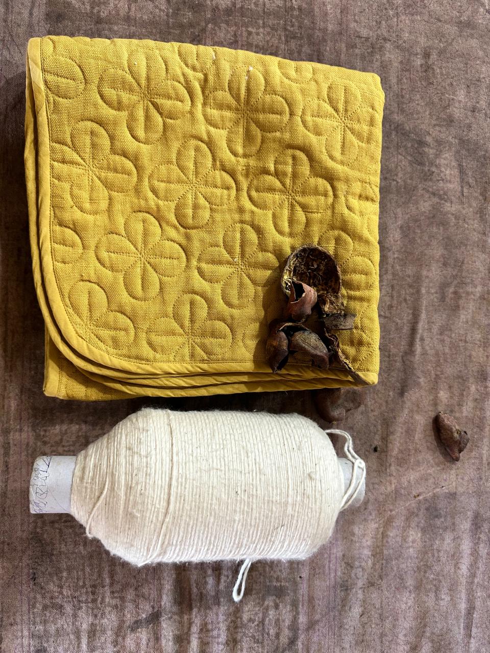 100% Kosmoh Organic Cotton Meditation Mat - YELLOW