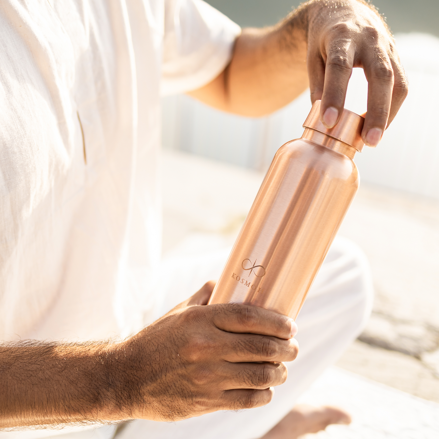 Copper Water Bottle (with eco-friendly cover)