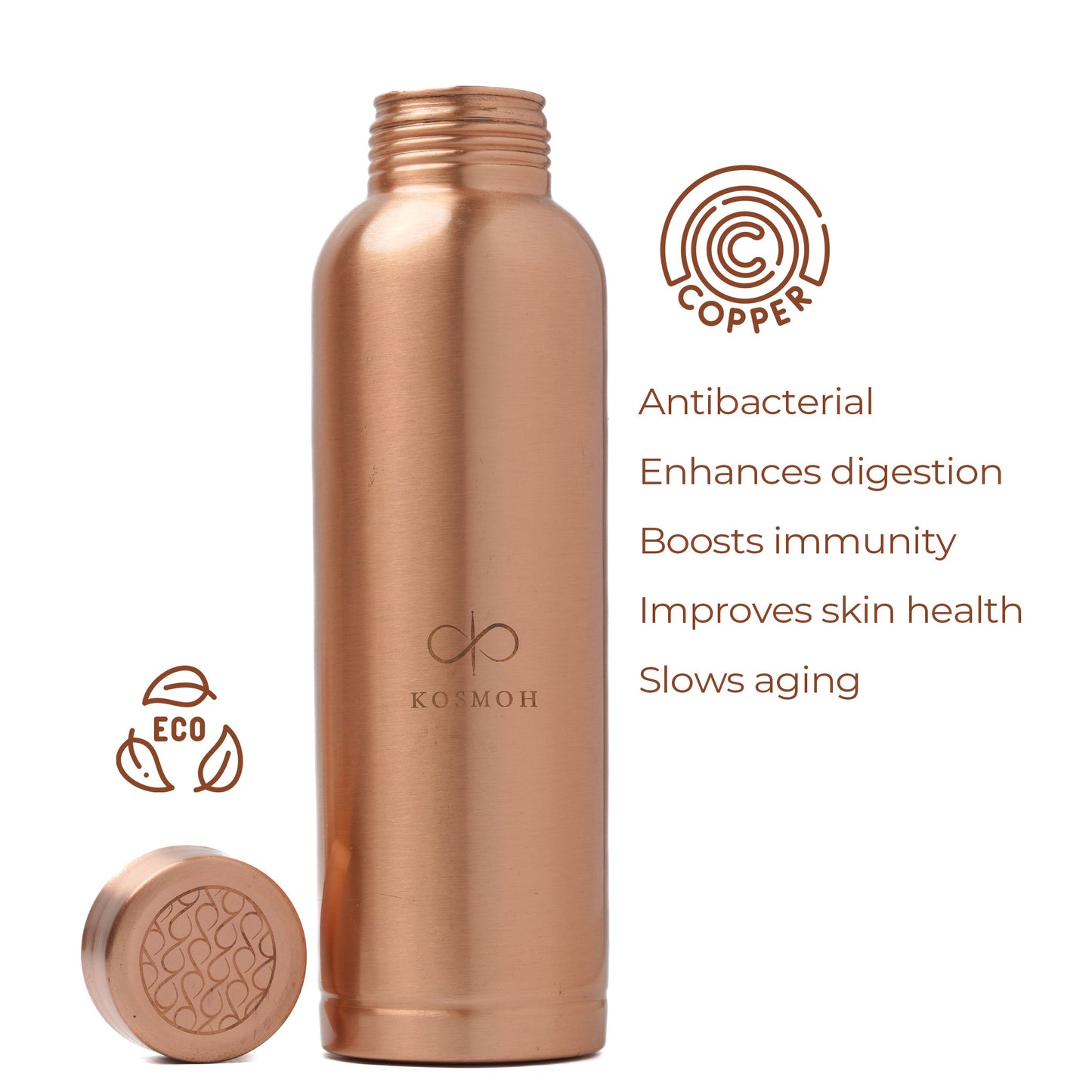 Copper Water Bottle (with eco-friendly cover)