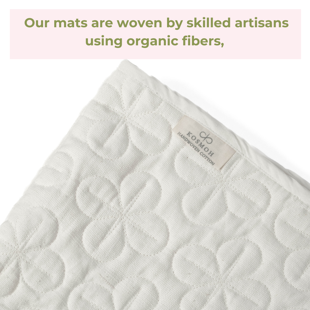 100% Kosmoh Organic Cotton Meditation Mat - WHITE