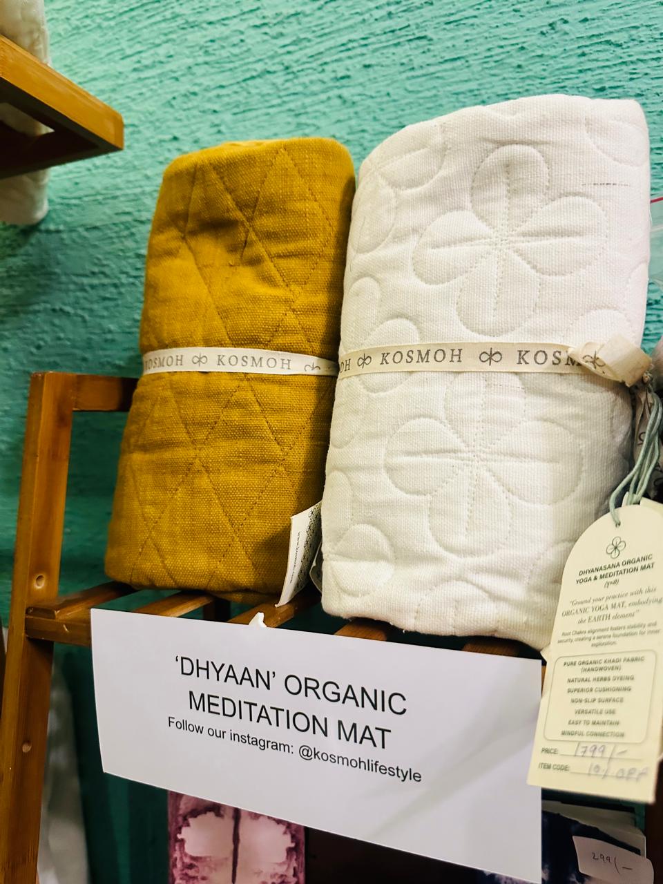 100% Kosmoh Organic Cotton Meditation Mat - YELLOW