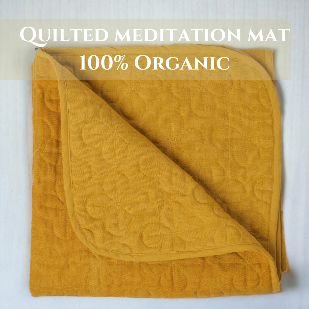 100% Kosmoh Organic Cotton Meditation Mat - YELLOW