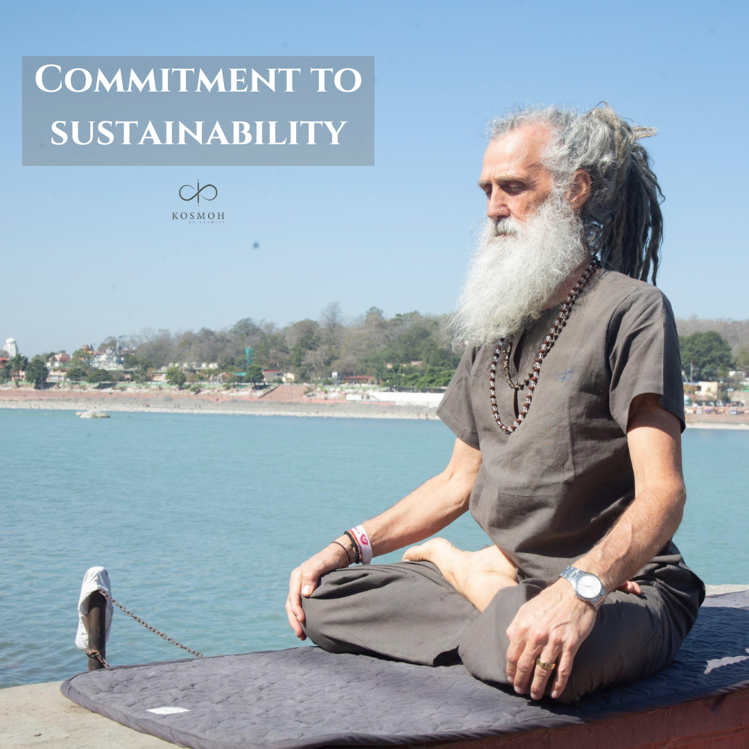 Kosmoh 'Kashish' herb-infused foldable Yoga & Meditation Mat - Moonlit Gray, 100% Organic Handspun & Handwoven Khadi Cotton Yoga Mat I Sustainable & Eco-friendly