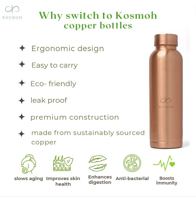 Copper Water Bottle (with eco-friendly cover)