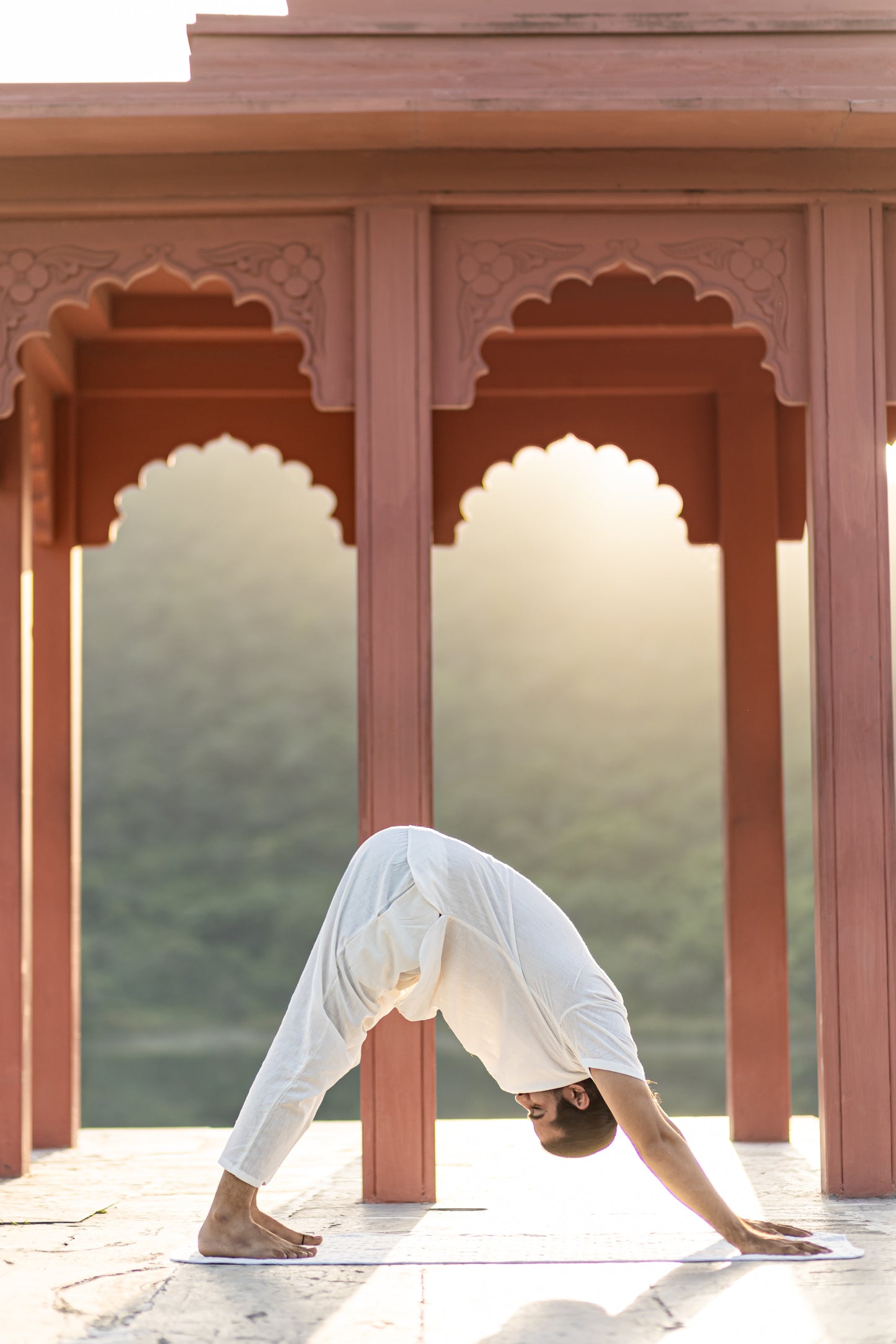 Men's Serene White Organic Handloom Cotton Yoga Wear Set of Top & Pants